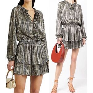 Never Worn MISA Los Angeles Women's Striped Ruffle Mini Dress Multicolor M